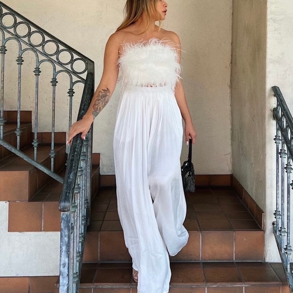 NWT ShopStarlow Blanc Type Feather Top - White M - Picture 3 of 7